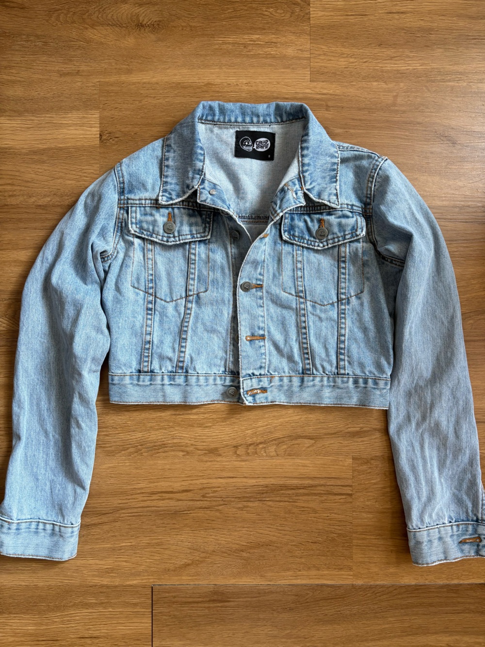 Cheap Monday Cropped Light Wash Denim Jacket Size Small - Picture 9 of 12
